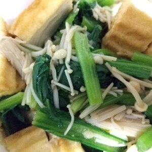 厚揚げと小松菜の生姜醤油炒め